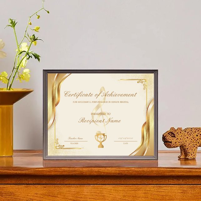 Editable Music Certificate of Achievement Award (Editable Music Certificate of Achievement Award)