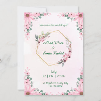 Editable Muslim wedding invitation Floral 