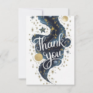 Editable Mystical Galaxy Celestial Thank You Card