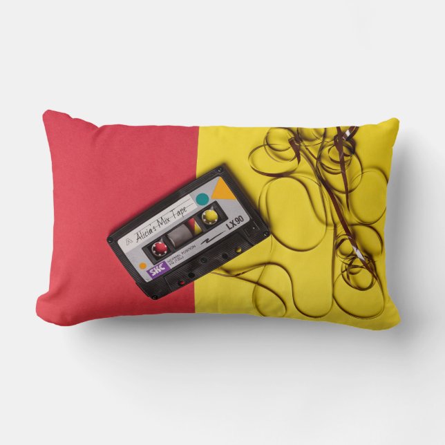 Editable Name Cassette Tape Lumbar Cushion (Front)