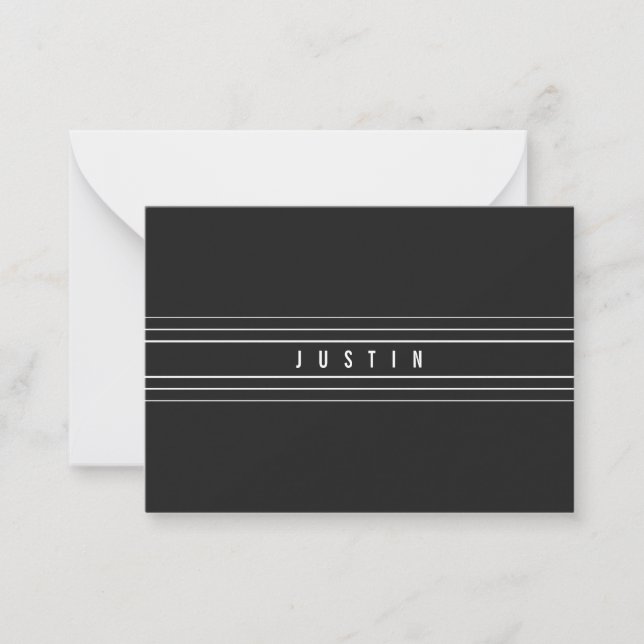 Editable Name & Geometric Stripes | Black & White Card (Front)