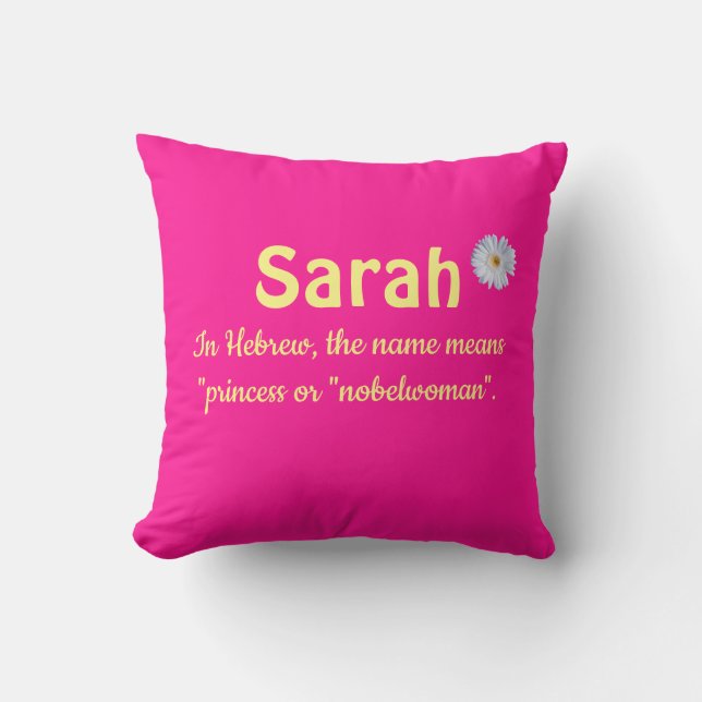 Editable Name Meaning and Gerbera Daisy Cushion (Front)