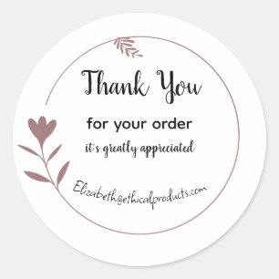 Editable name & message simple flower circle  classic round sticker