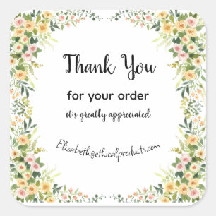 Editable name & message whimsical flower border square sticker