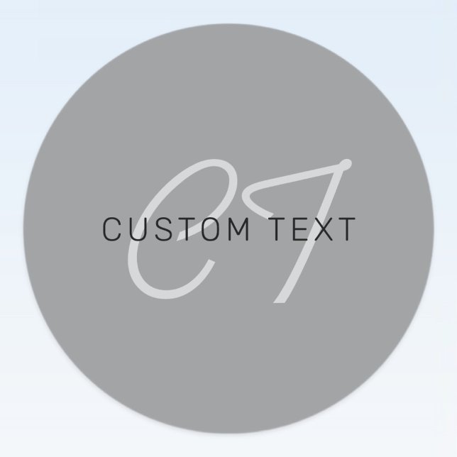 Editable Name or Greeting | Black & Dark Grey Classic Round Sticker (Creator Uploaded)