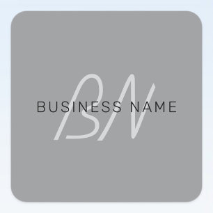 Editable Name or Greeting   Black & Dark Grey Square Sticker