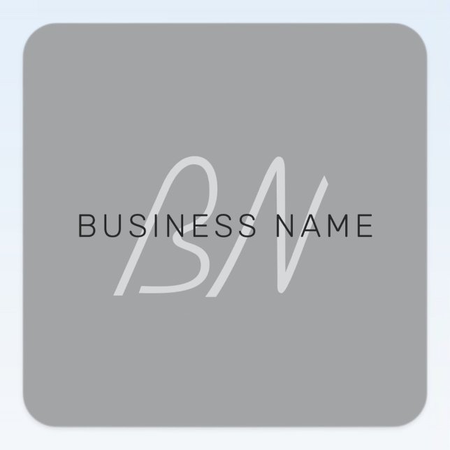 Editable Name or Greeting | Black & Dark Grey Square Sticker (Creator Uploaded)