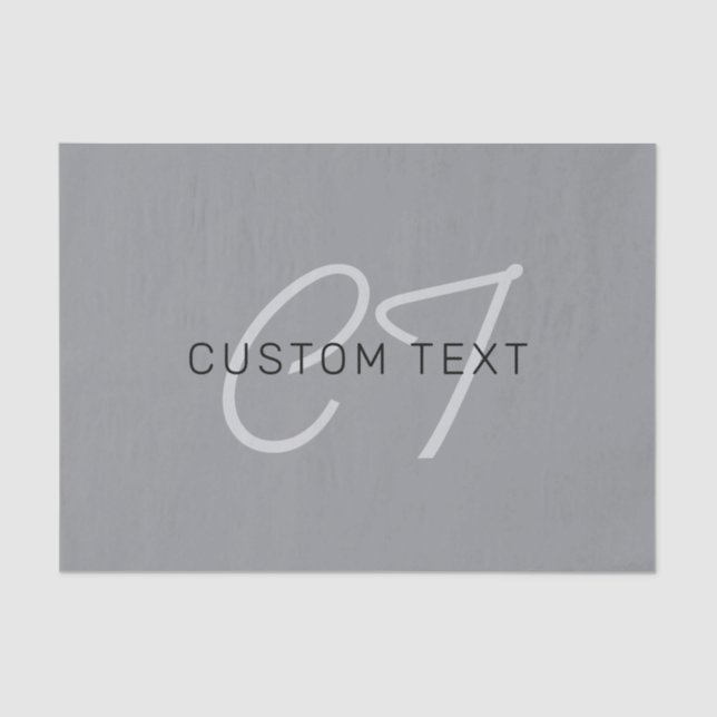 Editable Name or Greeting | Black & Dark Grey Tissue Paper (Front)