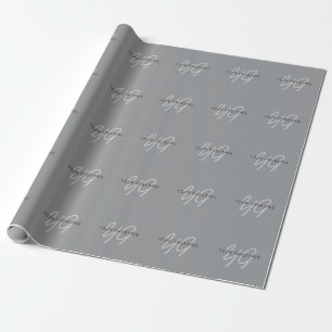 Editable Name or Greeting Black & Dark Grey Wrapping Paper