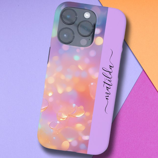 EDITABLE name sparkling Bokeh colourful prisma Case-Mate iPhone Case (Creator Uploaded)