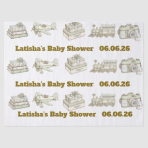Editable Neutral Baby Shower Tissue Paper