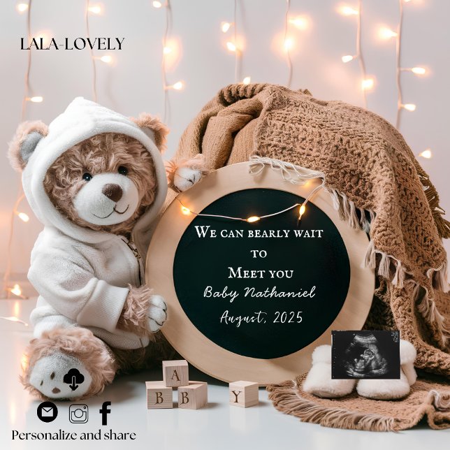 Editable neutral pregnancy announcement card (Creator Uploaded)