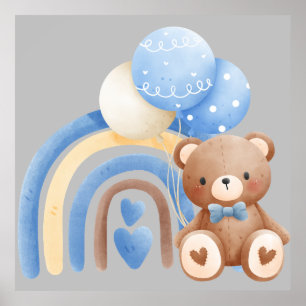 Editable Neutral Teddy Bear Poster
