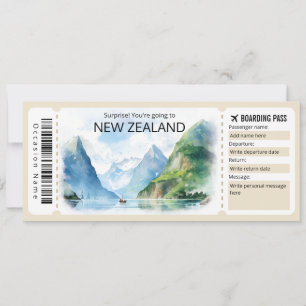 Editable New Zealand Plane ticket, New Zealand Invitation