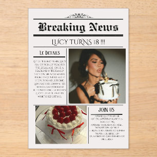 Editable Newspaper Birthday Invitation Template
