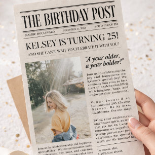 Editable Newspaper Birthday Invitation Vintage E