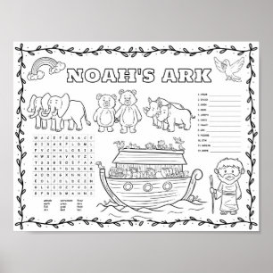 Editable Noah's ark colouring mat Poster
