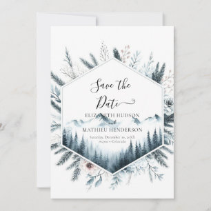 Editable Non Photo Mountain Wedding Save The Date