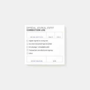 Editable Notary Journal Error Correction Log Pad Post-it Notes