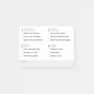 Editable Notary Public Supply Grid Checklist Post-it Notes
