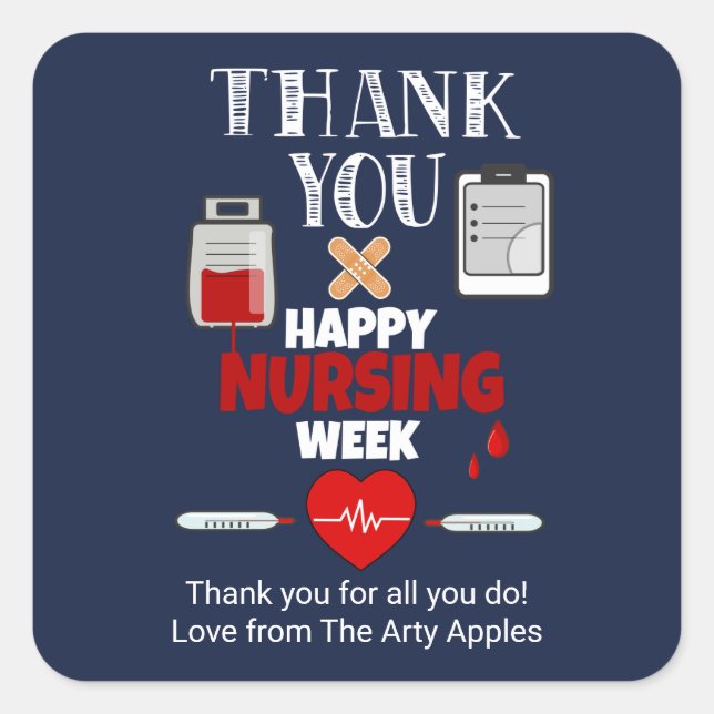 Editable Nurse appreciation week staff gift  Square Sticker (Front)