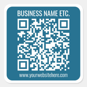 Editable Ocean Blue QR code  Square Sticker