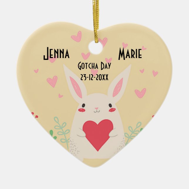 Editable Official Gotcha Day Adoption Ceramic Ornament (Front)