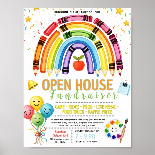 Editable open house school Fundraiser Flyer Poster (Front)