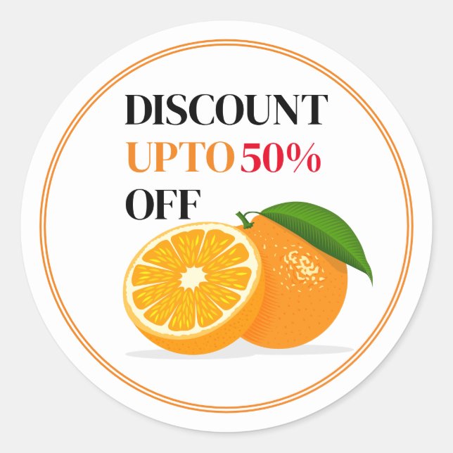 Editable Orange Fruit Discount Sticker (Front)