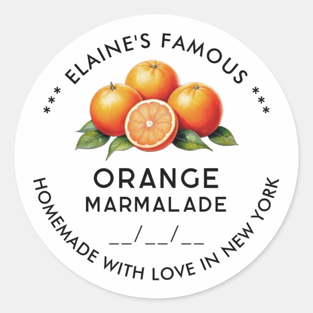 Editable orange marmalade sticker with date (Front)