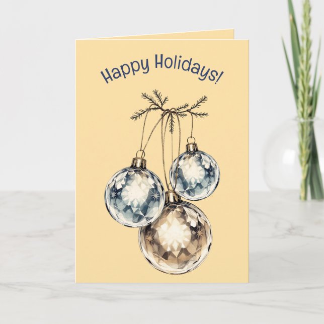 Editable Ornaments and Greenery Christmas Holidays Card (Front)