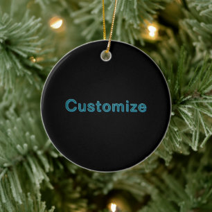 Editable Outlined Lettering w/Drop Shadow  Ceramic Ornament