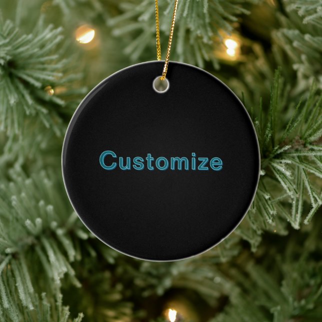 Editable Outlined Lettering w/Drop Shadow  Ceramic Ornament (Tree)