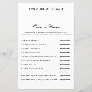 Editable Over or Under Bridal Shower Game
