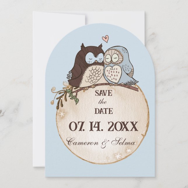 Editable Owls Save the Date (Front)