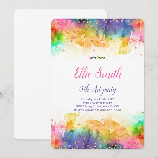 Editable Painting Birthday Invitation  (Front/Back)