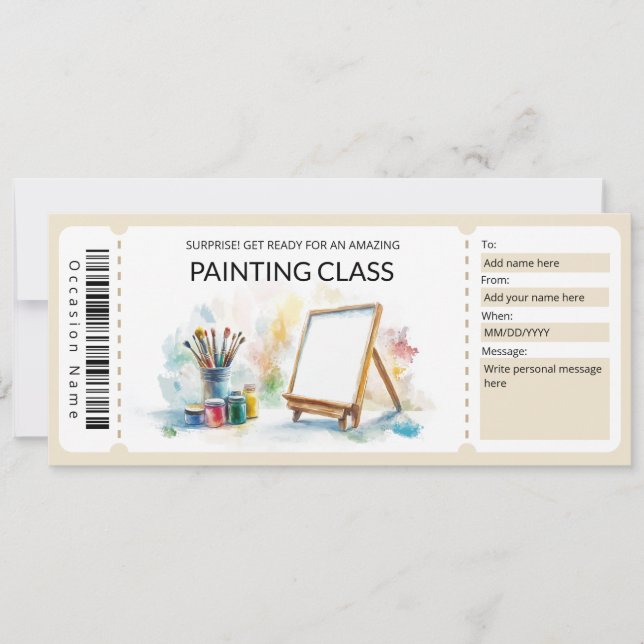 Editable Painting Class Gift Voucher Template (Front)