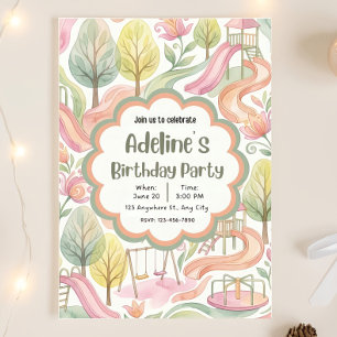 Editable Park Birthday Invitation Girl Playground
