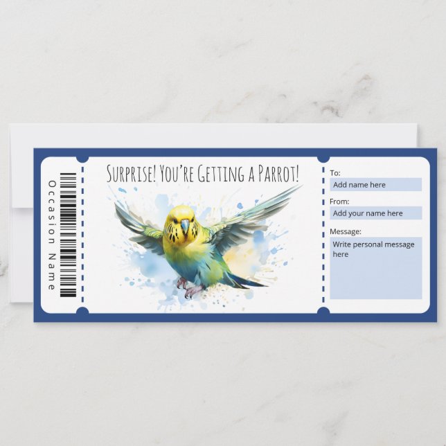 Editable Parrot Gift Certificate for bird lovers Invitation (Front)