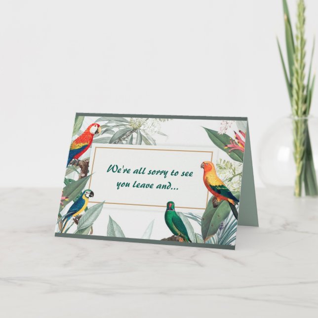 Editable Parrots Farewell Gathering Card (Front)