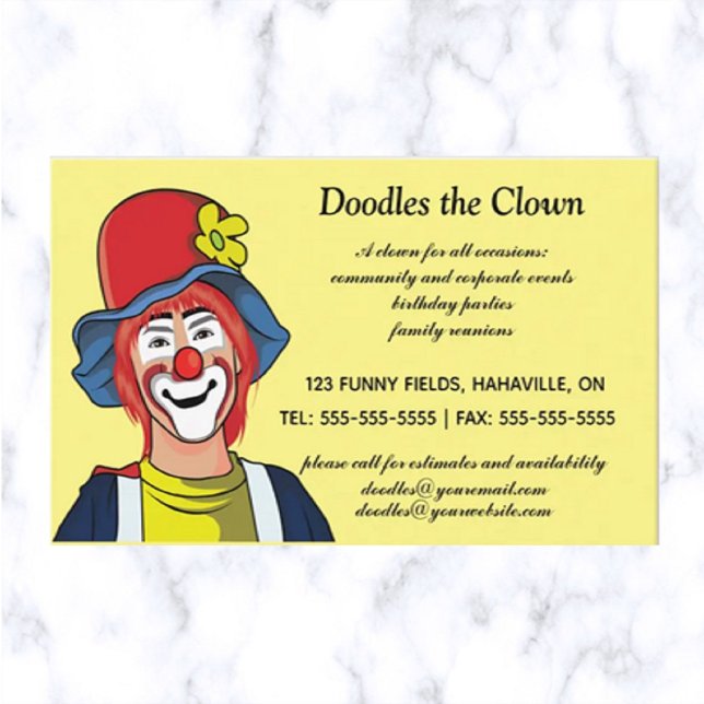Editable Party Clown Business Business Card (Creator Uploaded)