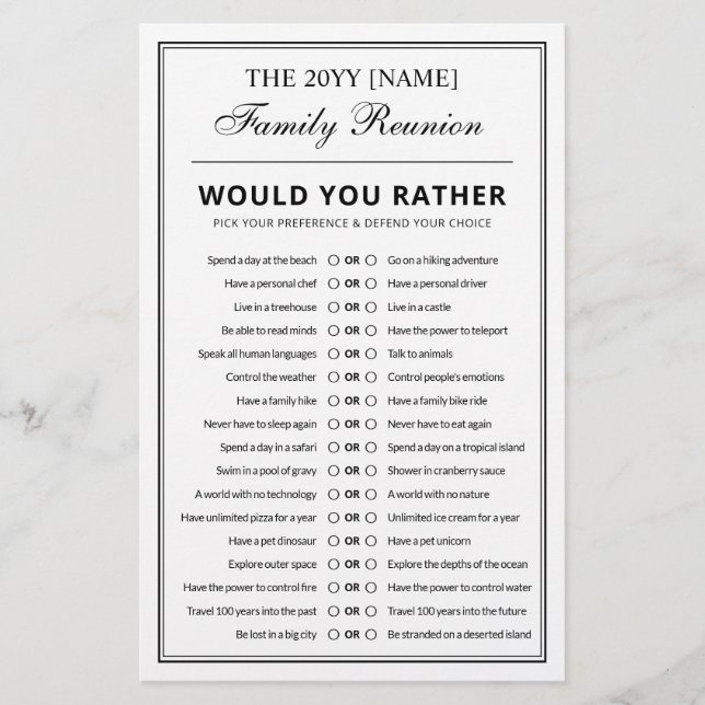 Editable Party Games Fun Riddles Family Reunion Flyer (Front)