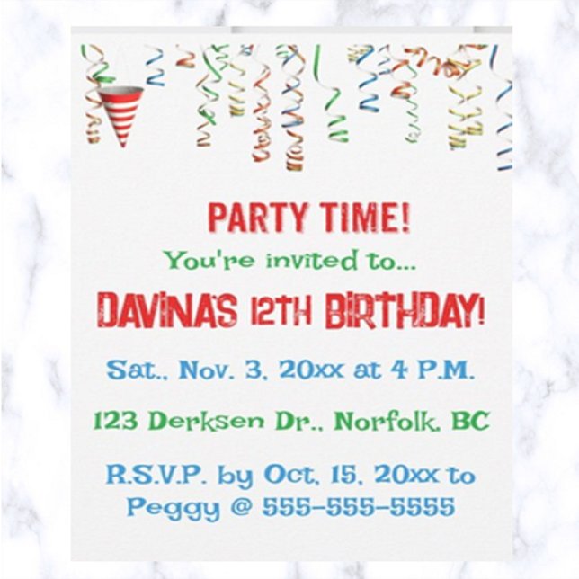 Editable Party Hat and Confetti Party Invitation (Creator Uploaded)