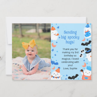 Editable Pastel Blue Ghost Birthday Thank You Card