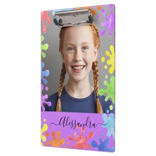 Editable Pastel Splash Custom Photo Frame Clipboard