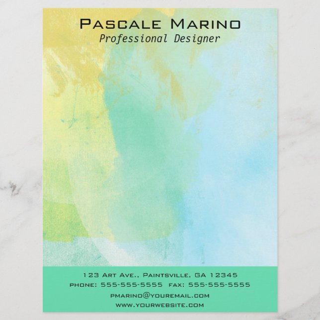 Editable Pastel Watercolour Custom Letterhead (Front)
