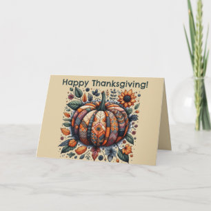 Editable Patchwork Pumpkin Thanksgiving Card