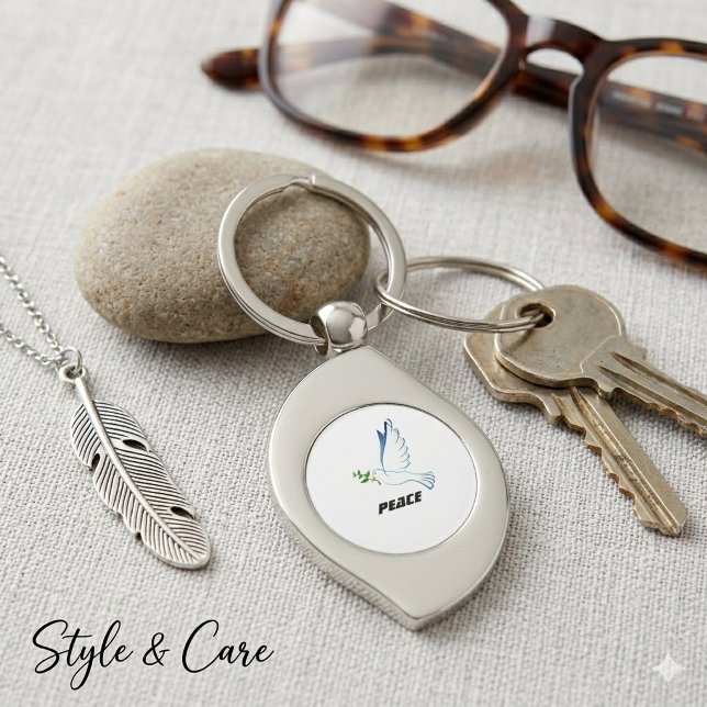 Editable Peace Text Pigeon Image Keychain Gift (Editable Peace Text Pigeon Image Keychain Gift)