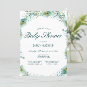 Editable Peacock Themed Baby Shower Invitation