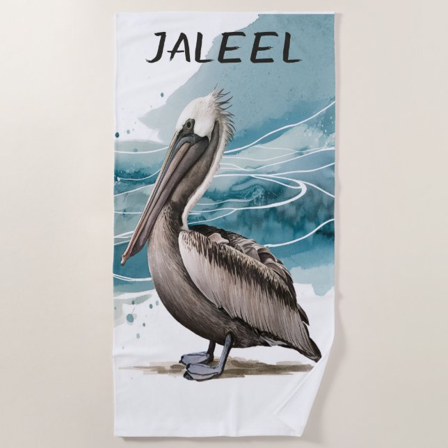 Editable Pelican Beach Towel (Front)